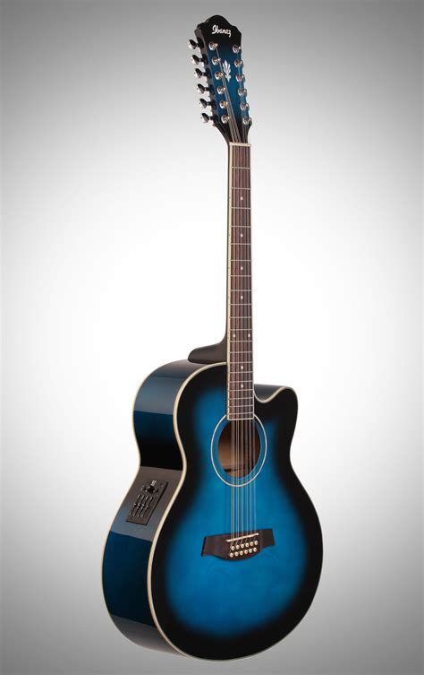 Ibanez AEL1512E Acoustic-Electric Guitar, 12-String, Transparent Blue ...