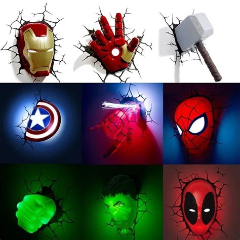 Avengers Series 3D Marvel LED Lámpara de pared Sala de estar | Etsy