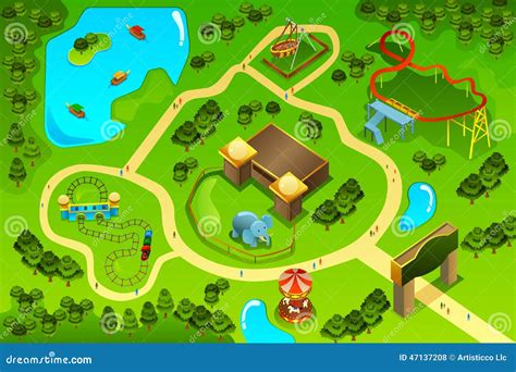 Map Of An Amusement Theme Park Stock Vector - Image: 47137208