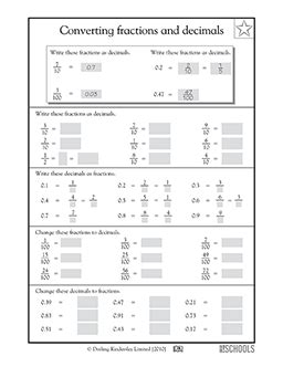 Converting fractions and decimals | 4th grade Math Worksheet | GreatSchools