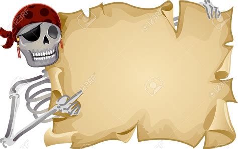 frame illustration featuring a pirate holding a blank scroll clipart ...