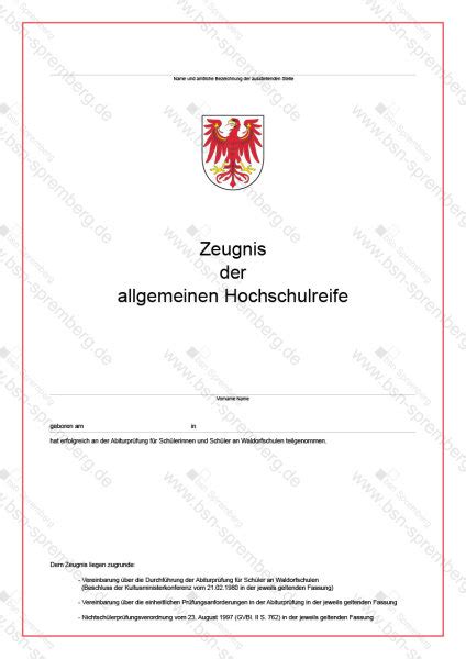 Zeugnis der allgemeinen Hochschulreife, Waldorfschule