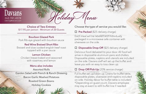 Catering Holiday Menu - Davians