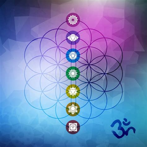 Sacred Geometry Flower of Life with Chakra Icons Stock Vector ...