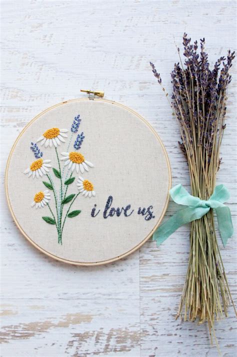 I Love Us Free Floral Embroidery Pattern