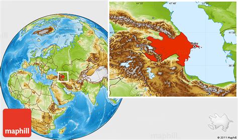 Physical Location Map of Azerbaijan