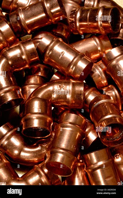 Copper pipe solder fittings Stock Photo - Alamy