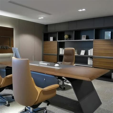 High End Modern General Manager Wood Veneer Luxurious Smart Executive Office Desk Furniture ...
