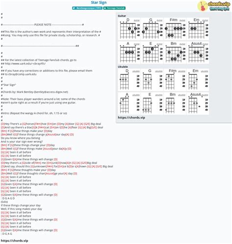 Chord: Star Sign - tab, song lyric, sheet, guitar, ukulele | chords.vip