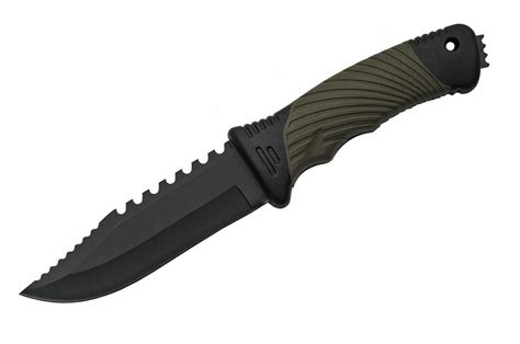 Tactical Knife | Black 4.25" Fixed-Blade Glass Breaker Sawba