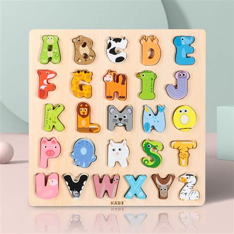 26 Alphabet Wooden Puzzles Early Education Cartoon Animals | Etsy