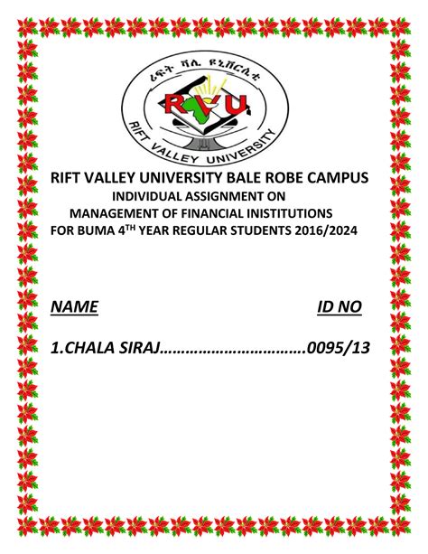 Chala Siraj aassignment - RIFT VALLEY UNIVERSITY BALE ROBE CAMPUS ...