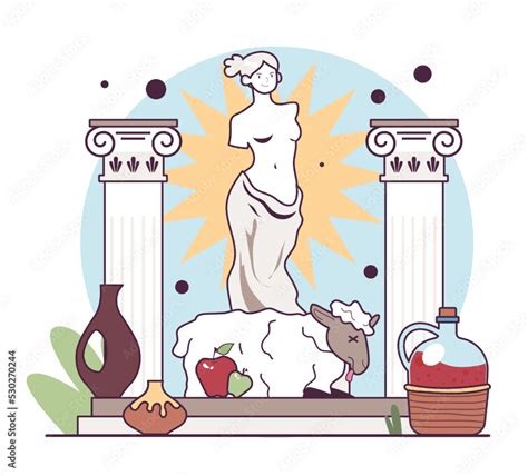 Polytheism. Ancient Greece goddess Aphrodite temple and altar. Stock ...