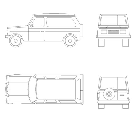 Vintage cross-country vehicle DWG CAD Block Free Download
