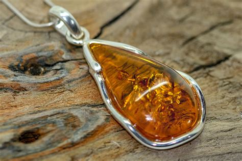 Baltic Amber Pendant in Sterling Silver. Amber necklace, silver pendant. Baltic Amber jewelry ...