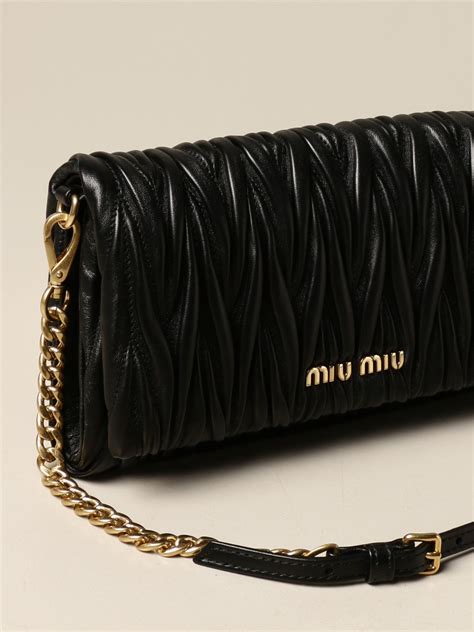 MIU MIU: crossbody bag in matelassé nappa - Black | Crossbody Bags Miu ...