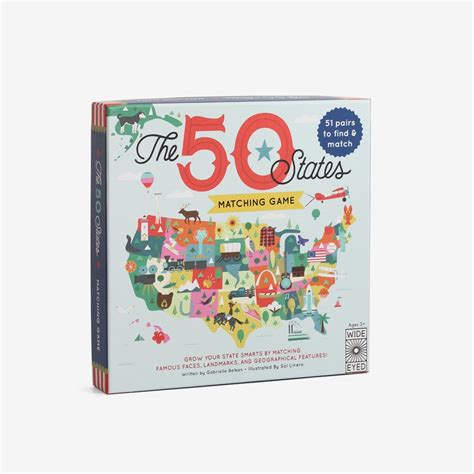 The 50 States Matching Game | 50 states book, Matching games, Illustrated map