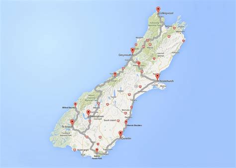 Road trip map south island new zealand - Detailed road map of south ...