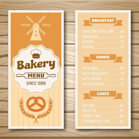 Bakery shop menu | Free Vector