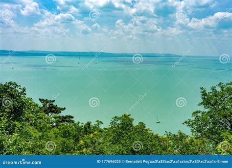 Hiking on a Hill Next To the Lake Balaton Sunbeams Over the Sail Boats ...