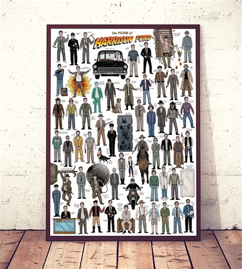 The Films Of Harrison Ford Póster ilustrado de la película. - Etsy México