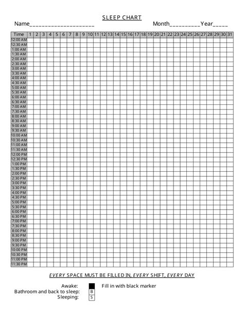 Sleep Pattern Chart Template - Design Talk