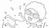 Bathing Kid Having Fun Coloring Page  KidzeZone sketch template