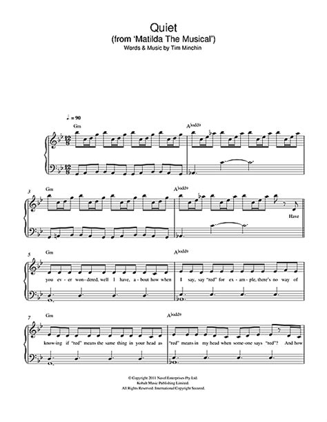 Quiet (From 'Matilda The Musical') sheet music by Tim Minchin (Easy Piano – 115992)