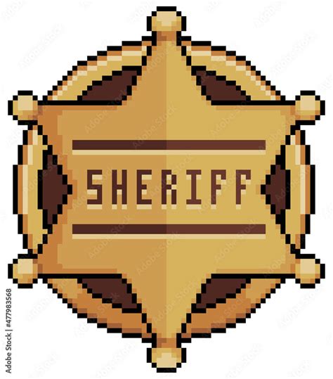 Pixel art Sheriff badge in star shape. police insignia vector icon for ...