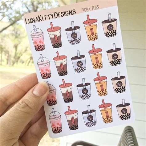 Boba Tea Sticker Sheet Kawaii Boba Teas Boba Planner sticker | Etsy