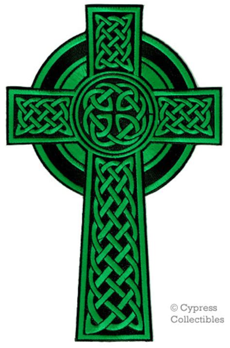 Large CELTIC CROSS PATCH Iron-on Embroidered Irish Green - Etsy