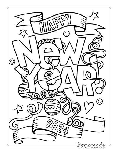 New Years Coloring Pages 2024 - Etti Olivie