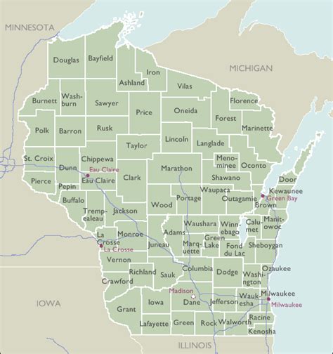 County Wall Maps of Wisconsin