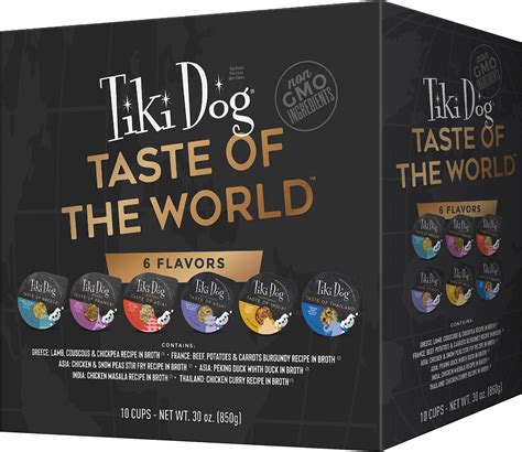 TIKI DOG Taste of the World Variety Pack Wet Dog Food, 3-oz cup, case ...