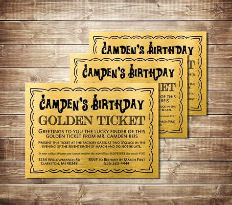 Golden Ticket Invitation Template Free Inspirational Golden Ticket Birthday Invitation G… in ...