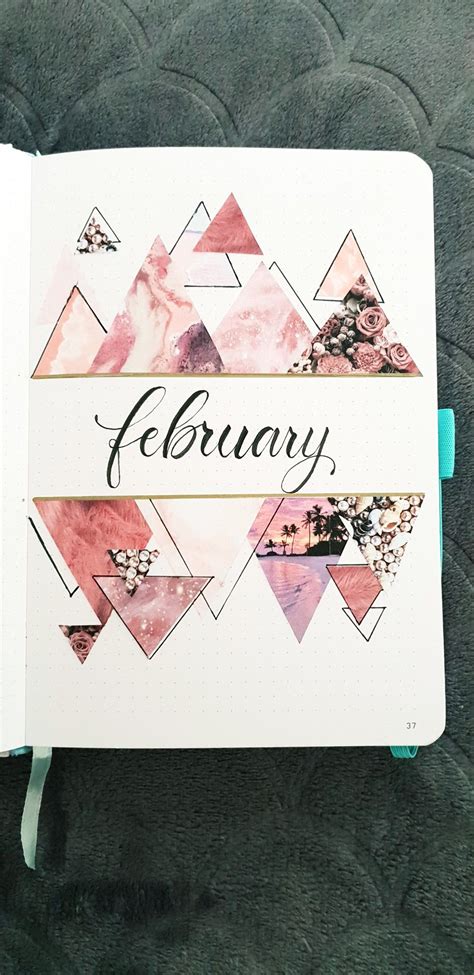 February monthly cover page Bullet Journal valentines day pink january ...