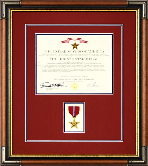 Bronze Star Medal With Award Document - Vertical Design - Framed Guidons