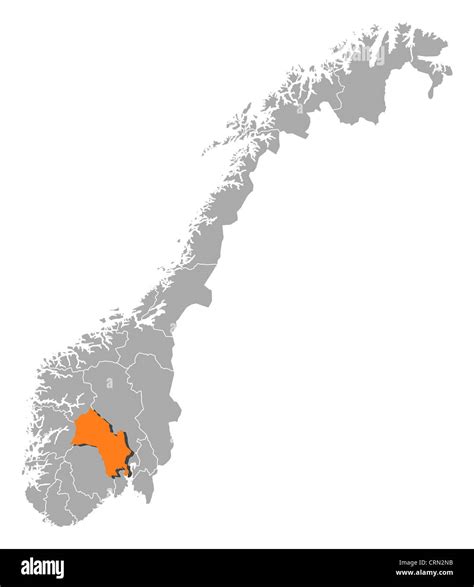 Political map of Norway with the several counties where Buskerud is ...