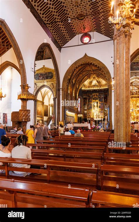 Interior of the cathedral of Our Lady of the Assumption, Funchal, Madeira, Portugal Stock Photo ...