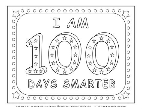 100 Days of School - Coloring Page - 100 Days Smarter | Planerium