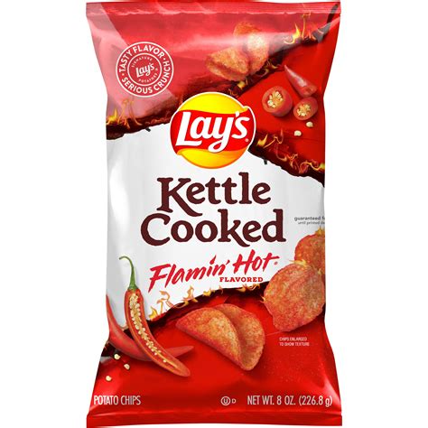 Lay's Kettle Cooked Flamin' Hot Flavored Potato Chips, 8 oz Bag - Walmart.com - Walmart.com