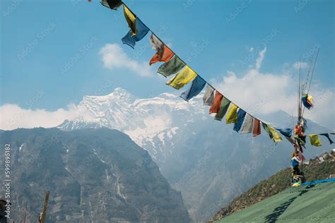 buddhist prayer flags in Nepal Stock Photo | Adobe Stock