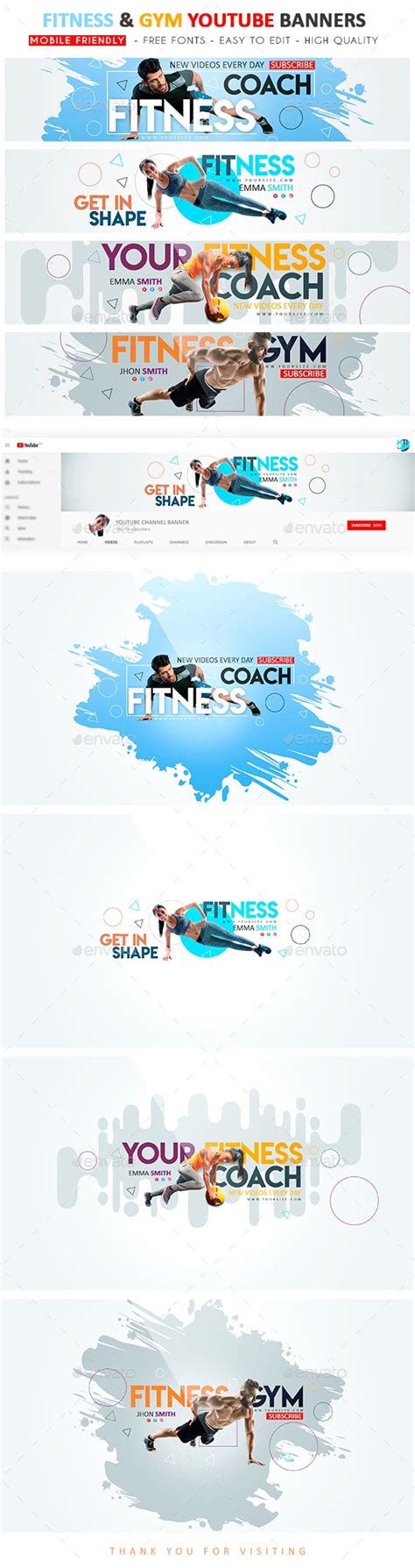 Fitness & Gym YouTube Banner #fitness #gym #youtube #banner #template #webdesign #design #health ...