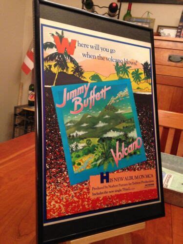 BIG 11X17 FRAMED JIMMY BUFFETT "VOLCANO" / "FINS" 1979 LP ALBUM CD 45 ...