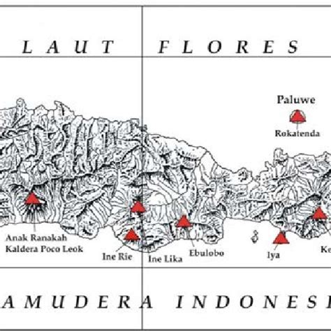 Locations of very active volcanoes (A-type) on Flores Island. | Download Scientific Diagram