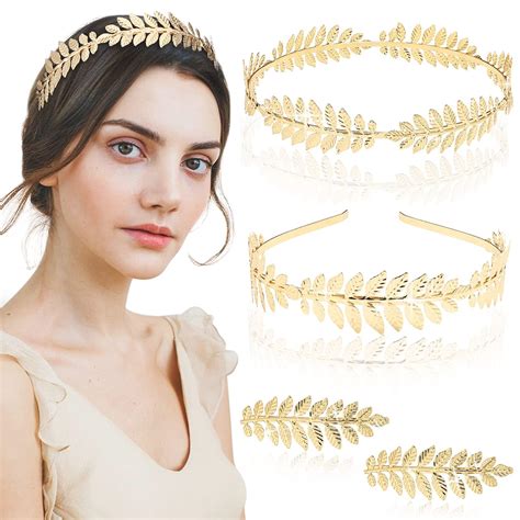 Pcs Roman Laurel Wreath Halloween Gold Crown Leaf Headband Greek Goddess Headpiece Leaf ...