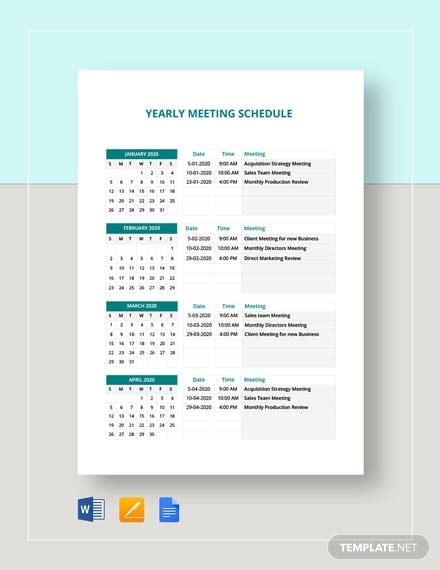 24+ Meeting Schedule Templates - Docs, Excel, PDF