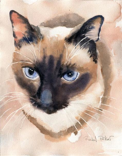 Print Applehead Siamese Cat Art Print of a watercolor Painting | Etsy