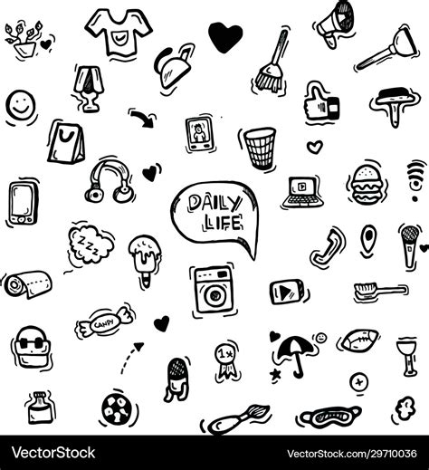 Daily life doodle set Royalty Free Vector Image