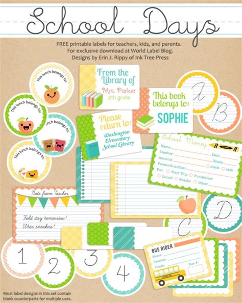 School Days Printables & Labels part 1 | Worldlabel Blog